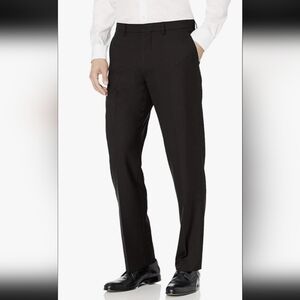 Amazon Essentials 32Wx33L Mens Flat Dress Pants Slim Black Wrinkle Resistant
